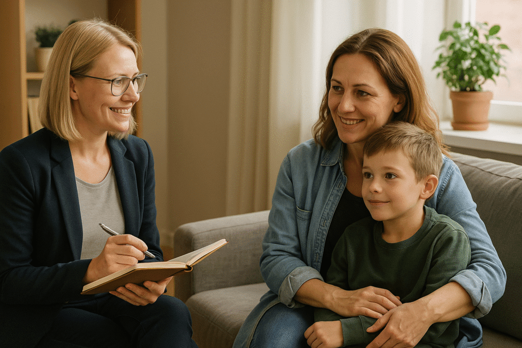 Familie behandling AI genereret billede som illustration.