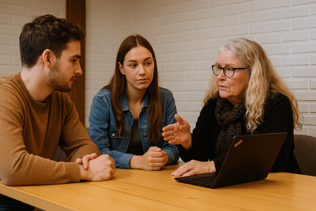 Samtale og mestringsforløb hos Mina Group - Ai genereret foto for illustration.